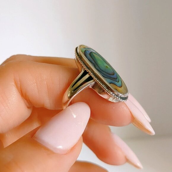 Sterling Silver Abalone Ring, Women's Ring, Ring, Genuine Abalone, 925 Stamped, - Picture 3 of 10